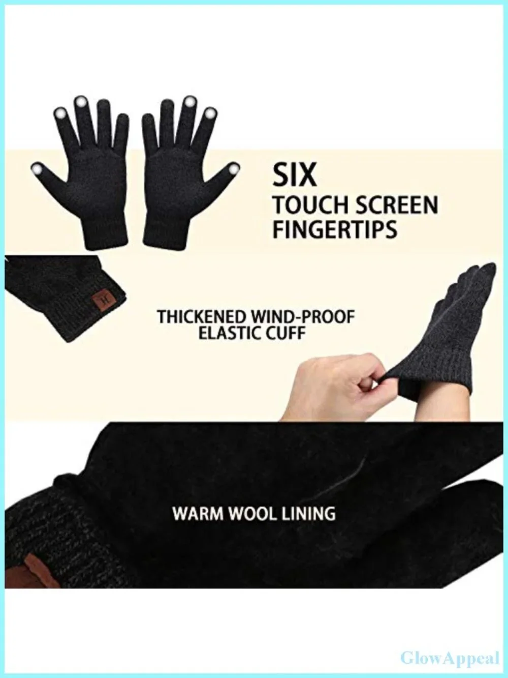 Winter Beanie Hat & Touchscreen Gloves Set Fleece Lined Unisex